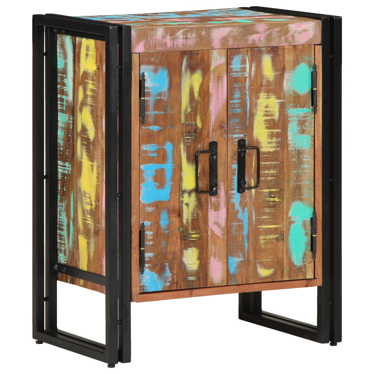Schoenkast Zwart 30x30x40 cm Massief gerecycled hout en staal