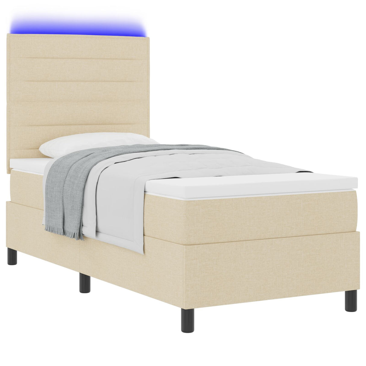 Boxspringbed met Matras & LED Crème 90x190 cm Stof