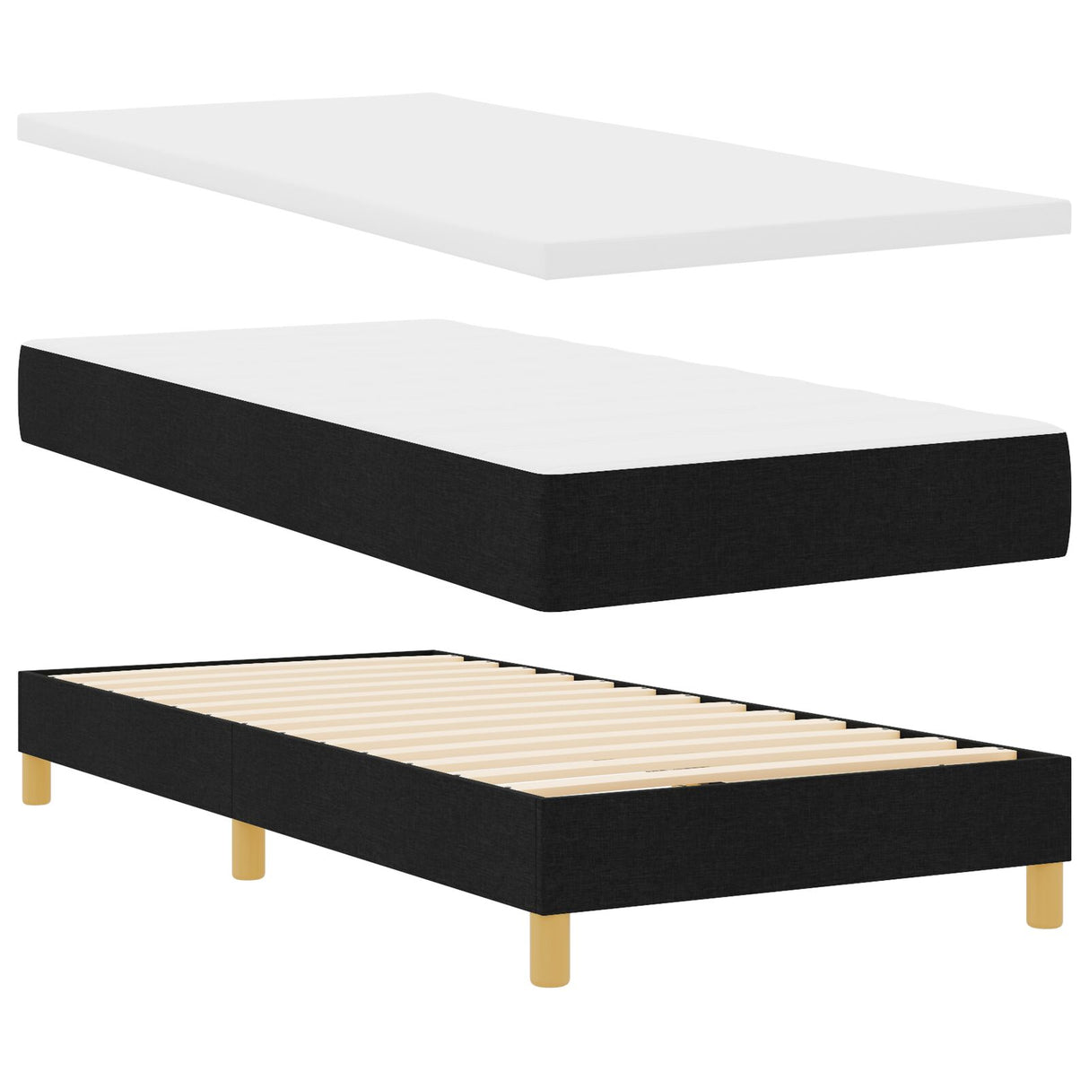 Boxspringbed met Matras Zwart 80x200 cm Stof