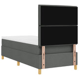 Boxspring Bed met Matras Donkergrijs Eenpersoons Stof