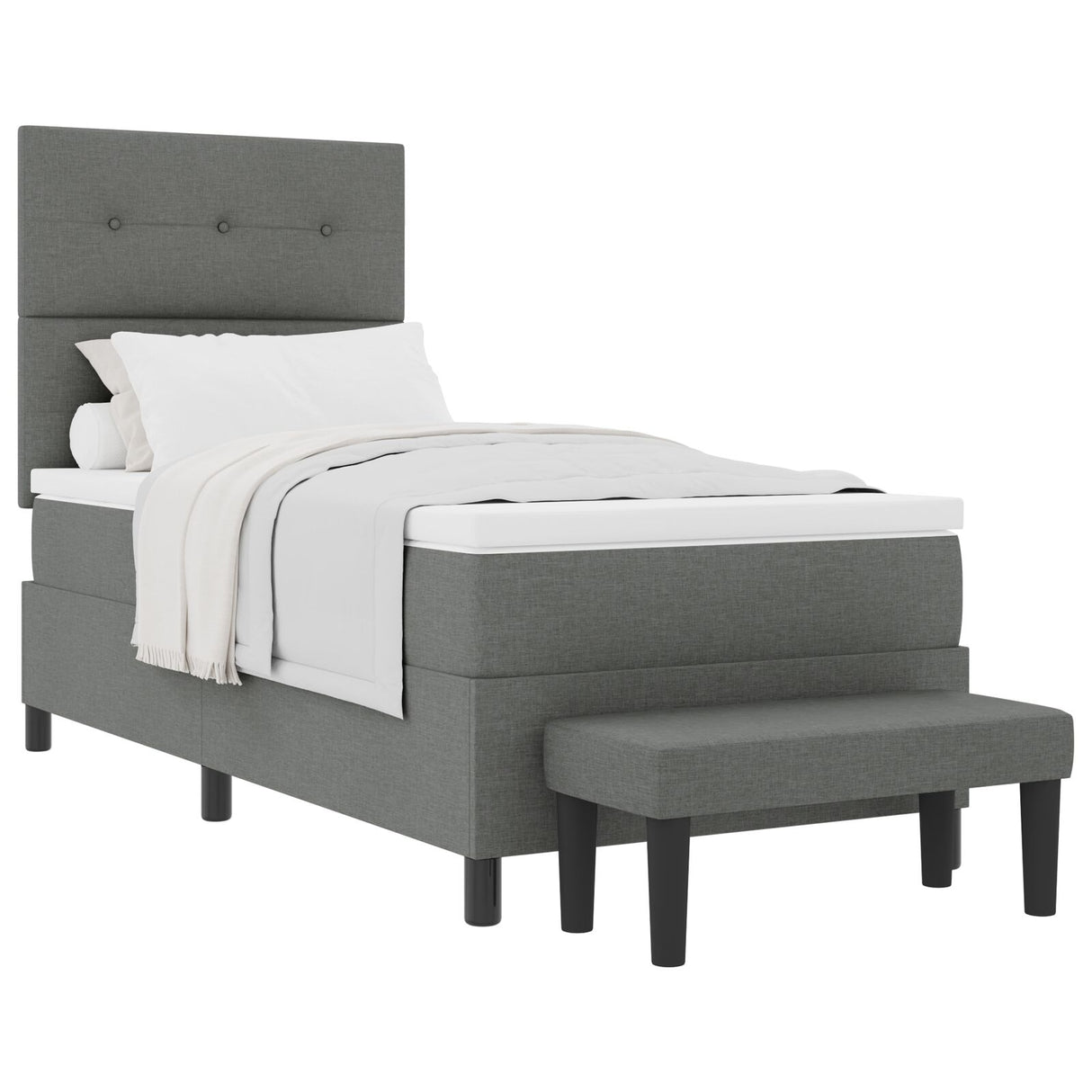 Boxspring Bed met Matras & Bank Donkergrijs 80x200 cm Stof