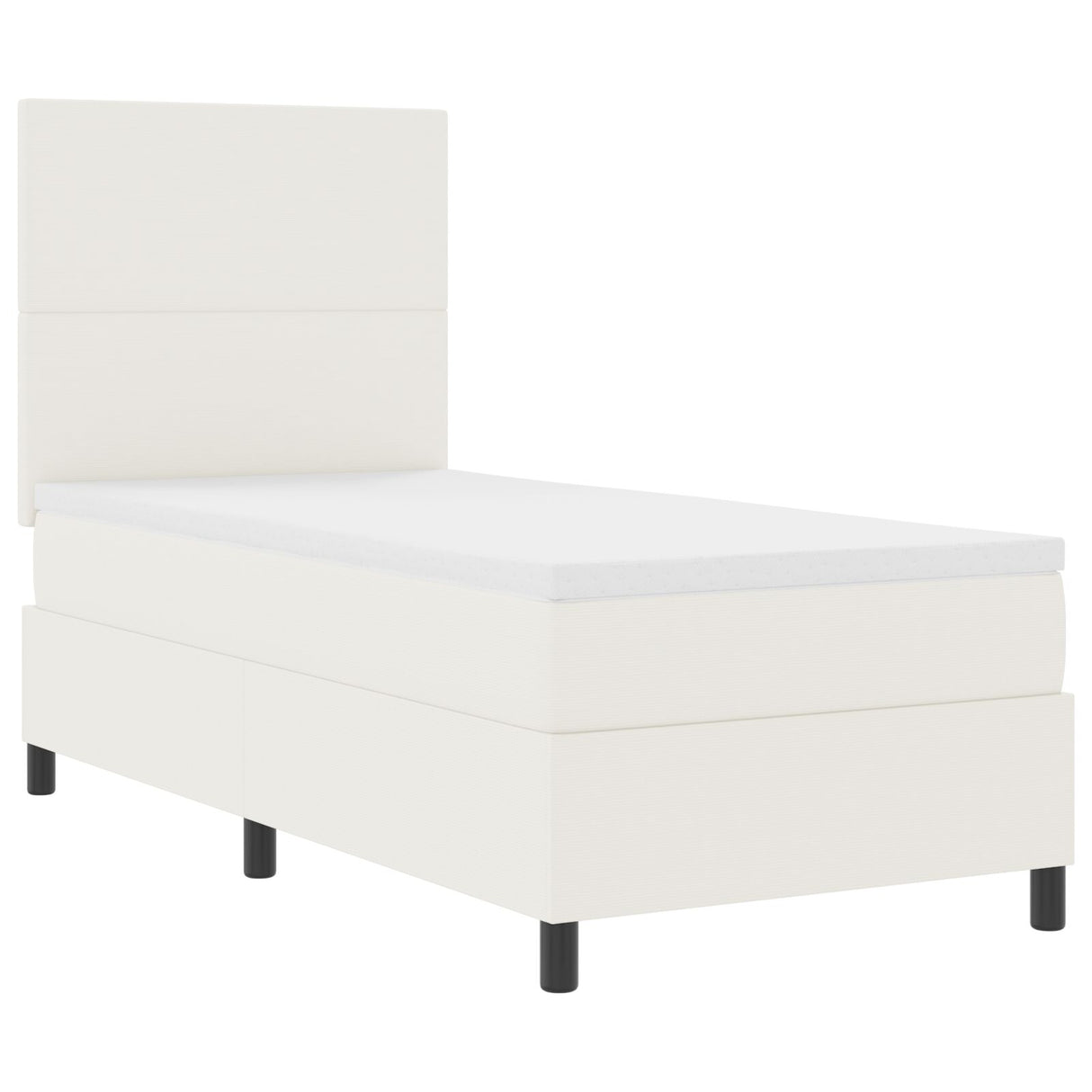 Boxspring Bed met Matras & LED Crème Eenpersoons Corduroy Stof