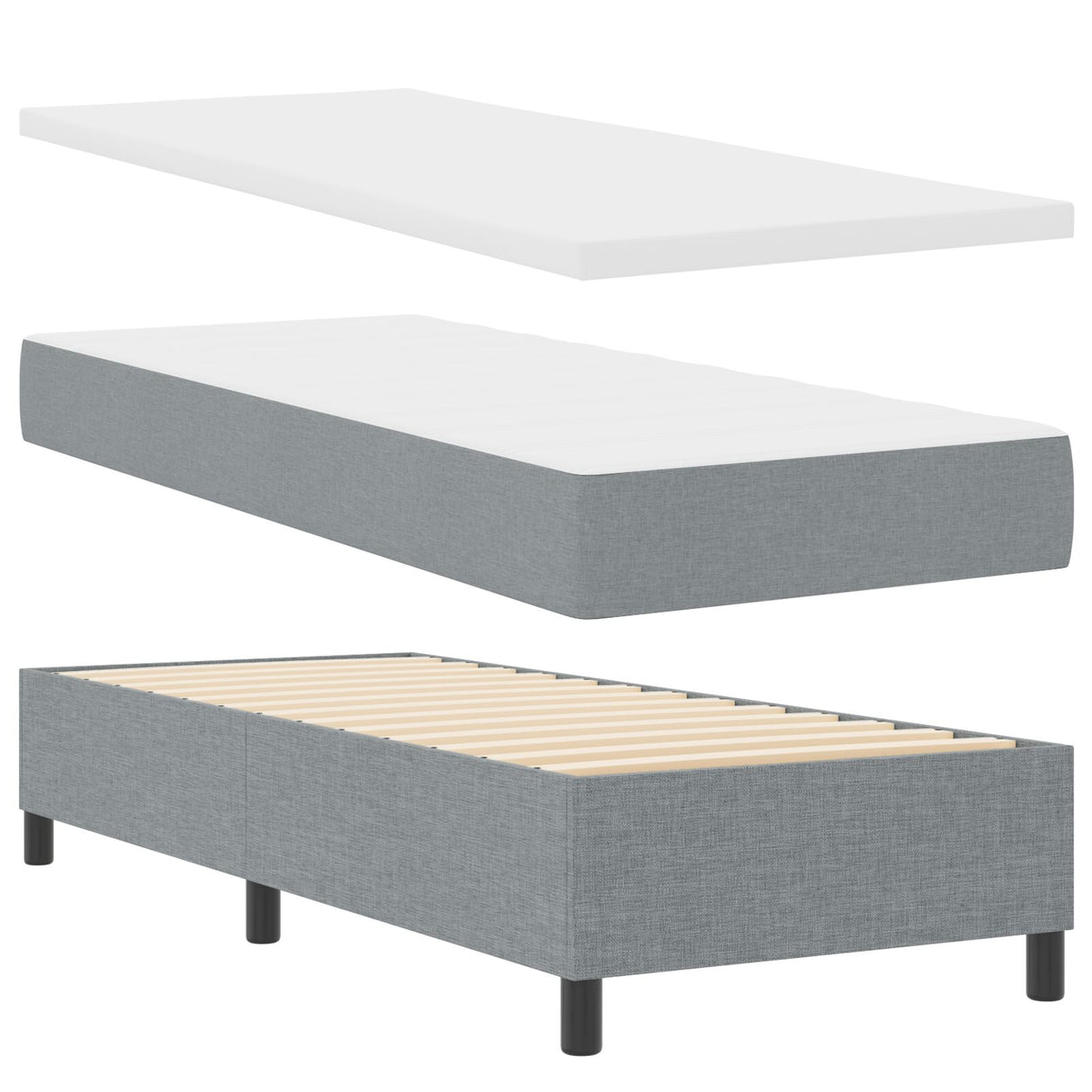 Boxspringbed met Matras Lichtgrijs 80x200 cm Stof