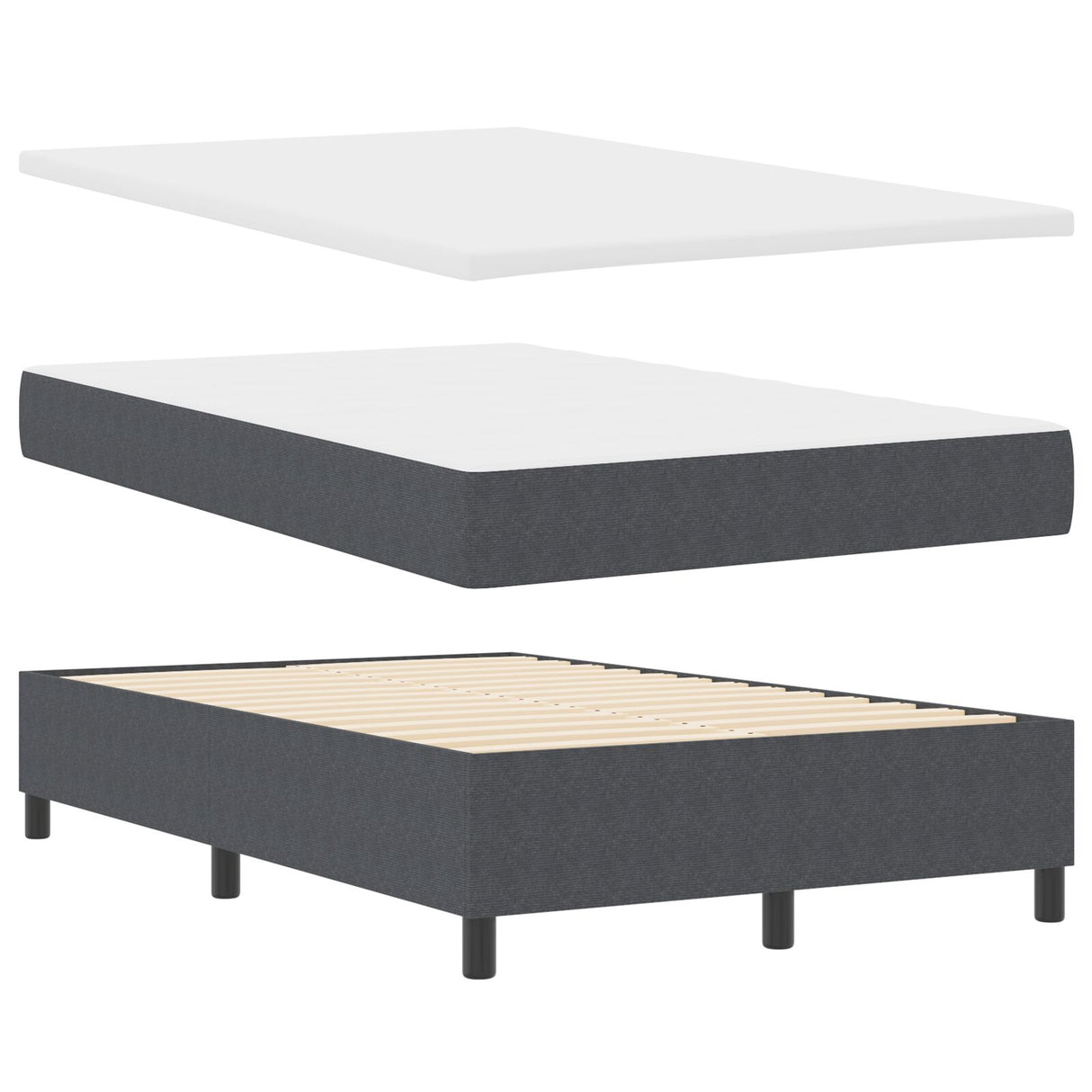 Boxspring Bed met Matras Donkergrijs Klein Tweepersoons Corduroy Stof