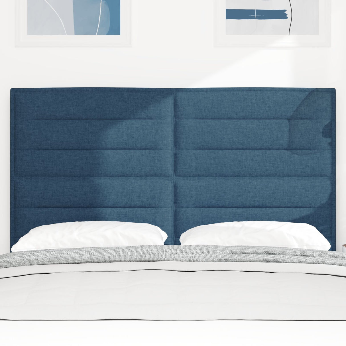 LED Hoofdbord Lijnen Ontwerp Blauw 72 cm Stof