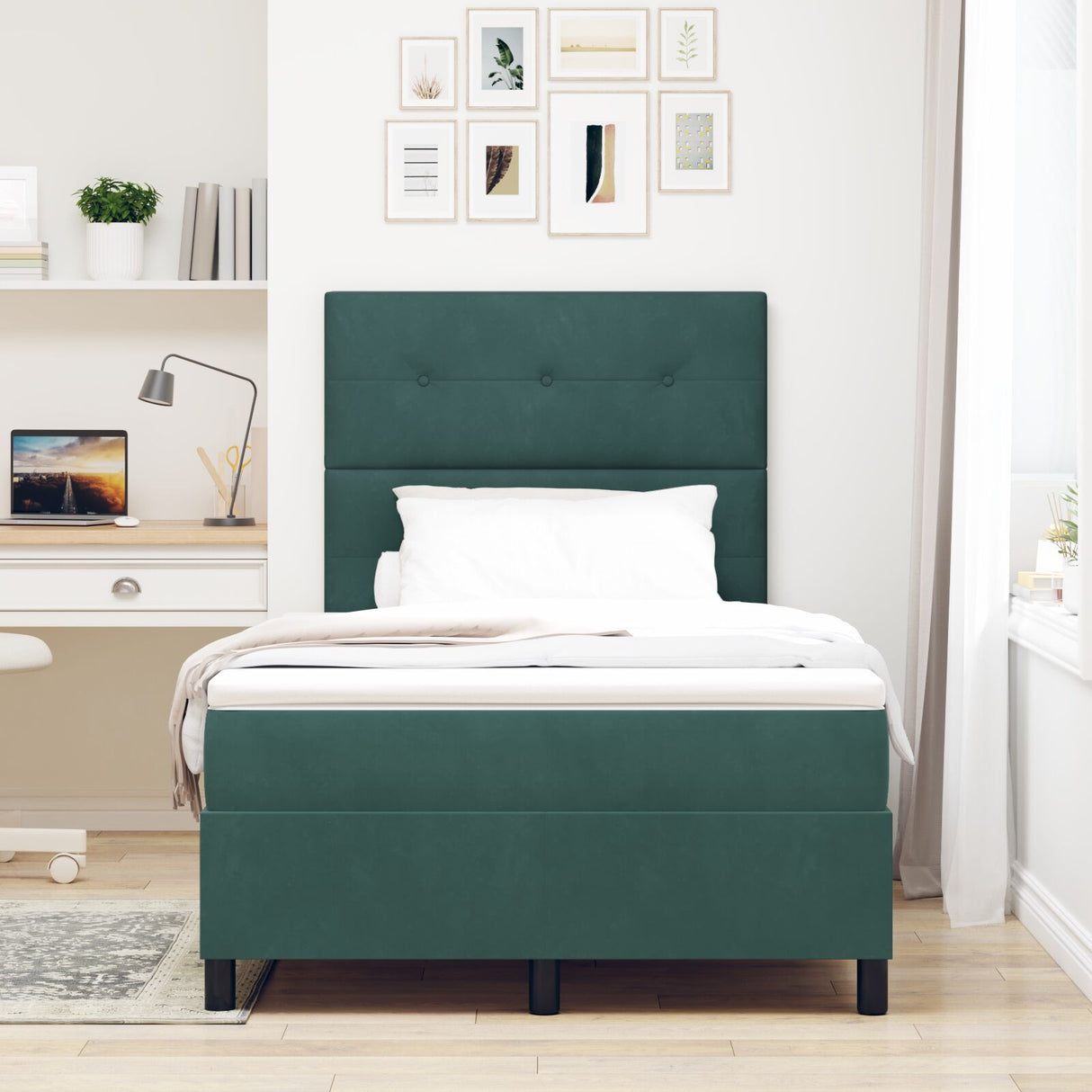Boxspringbed met Matras Donkergroen Klein Dubbel Velvet
