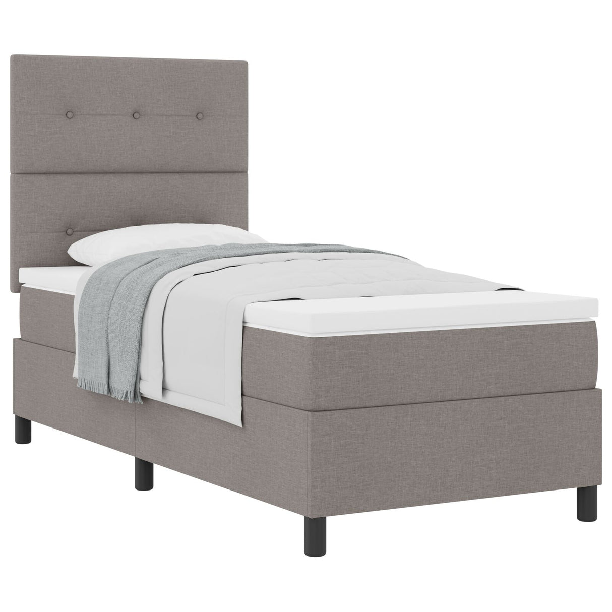 Boxspring Bed met Matras Taupe Eenpersoons Stof