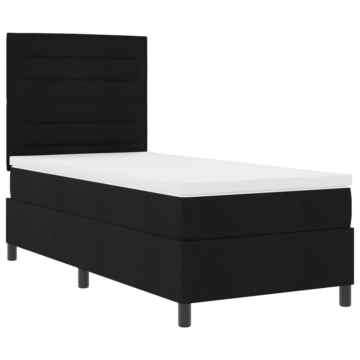 Boxspring Bed met Matras Zwart eenpersoons Stof
