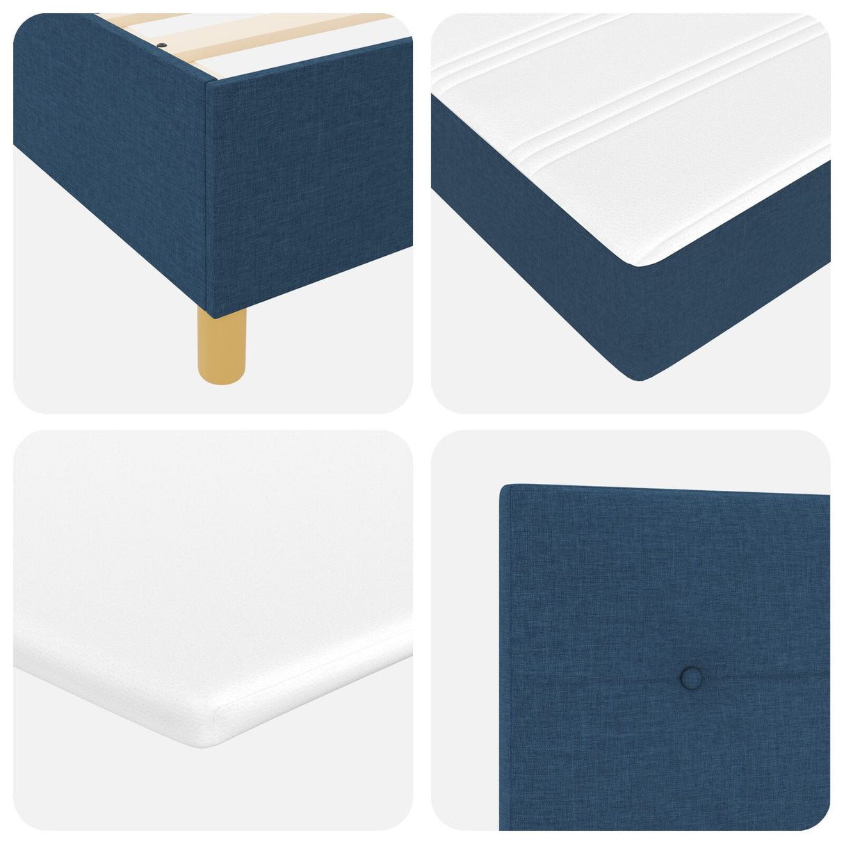 Boxspringbed met Matras Blauw 80x200 cm Stof