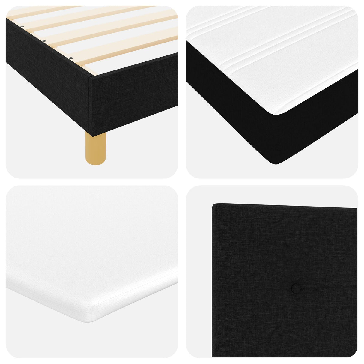 boxspring bed met matras zwart 80x200 cm stof