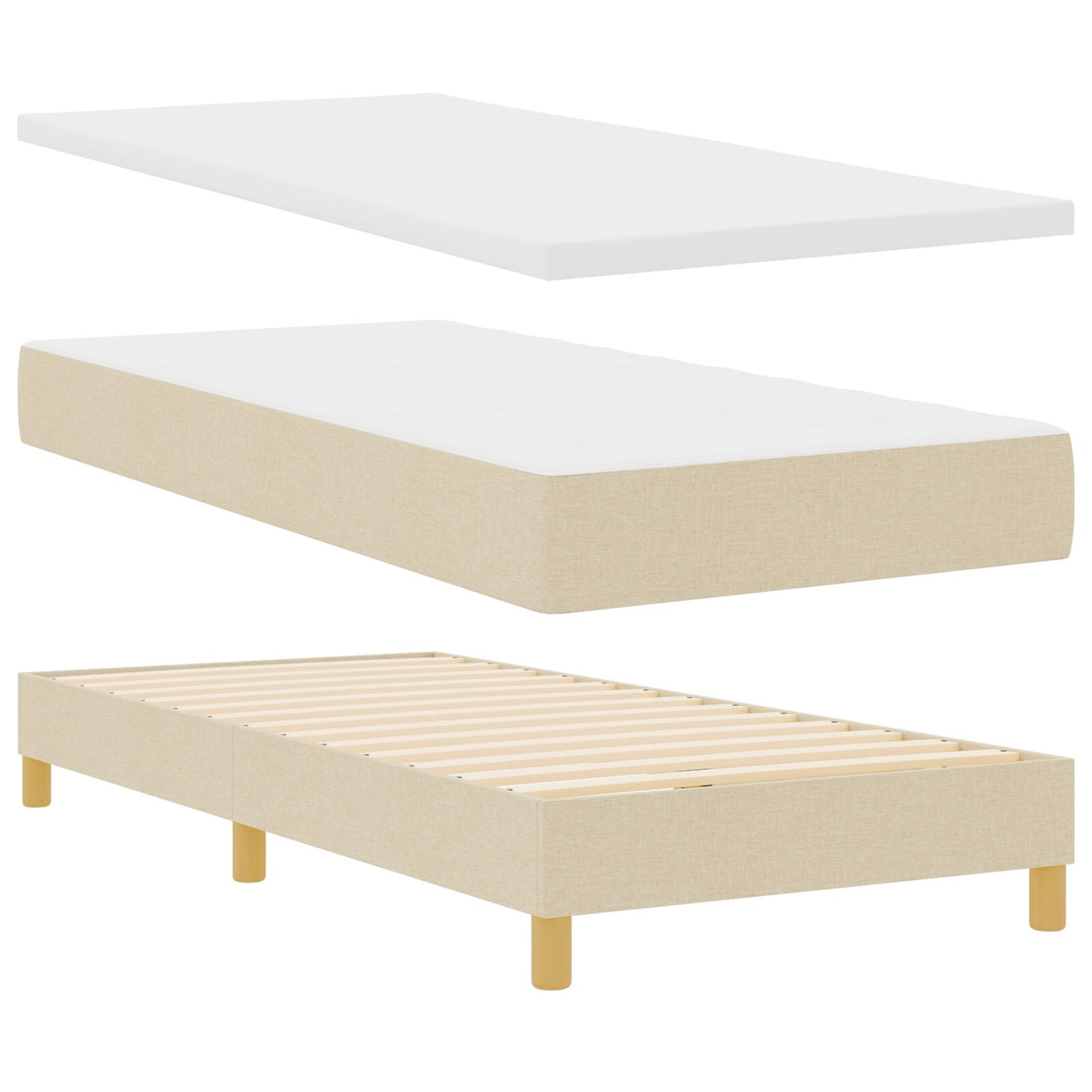 Boxspringbed met Matras Crème 80x200 cm Stof
