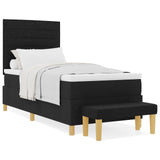 Bedframe met Matras Set van 2 Zwart Stof 90 x 190 cm Bedframe