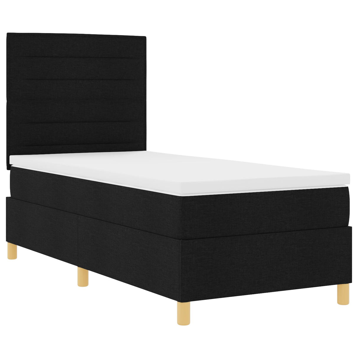 Boxspring Bed met Matras Zwart Eenpersoons Stof