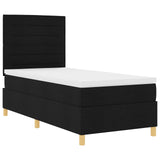 Boxspring Bed met Matras Zwart Eenpersoons Stof
