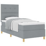 Boxspringbed met matras lichtgrijs eenpersoons stof