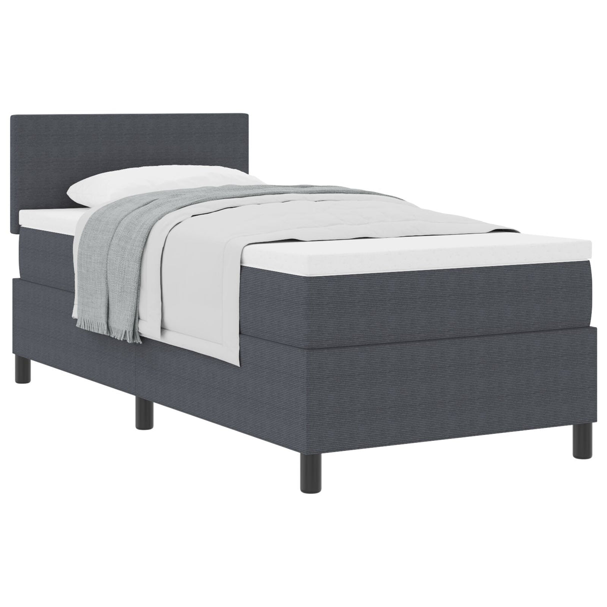 Boxspringbed met Matras Donkergrijs 80x200 cm Corduroy Stof