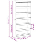 Boekenkast/Kamerdivider Zwart Eiken 100x30x198 cm Gemaakt van engineered hout
