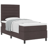 Boxspringbed met Matras Donkerbruin Eenpersoons Stof
