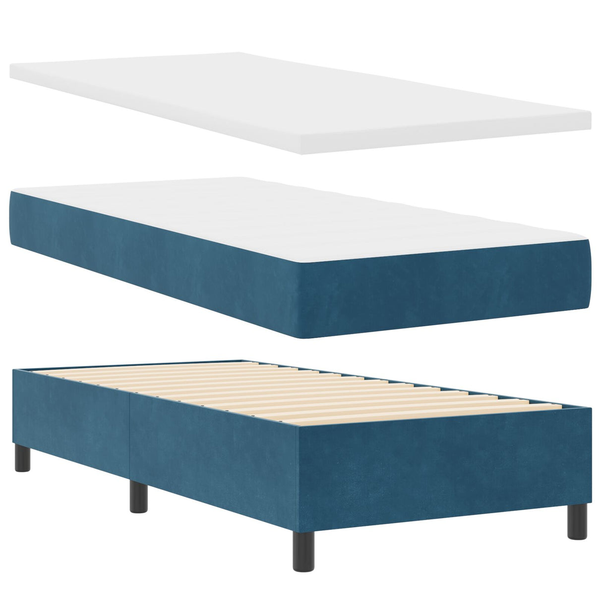 Boxspring Bed met Matras Donkerblauw 80x200 cm Fluweel