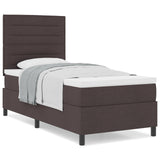 Boxspringbed met Matras Donkerbruin Eenpersoons Stof