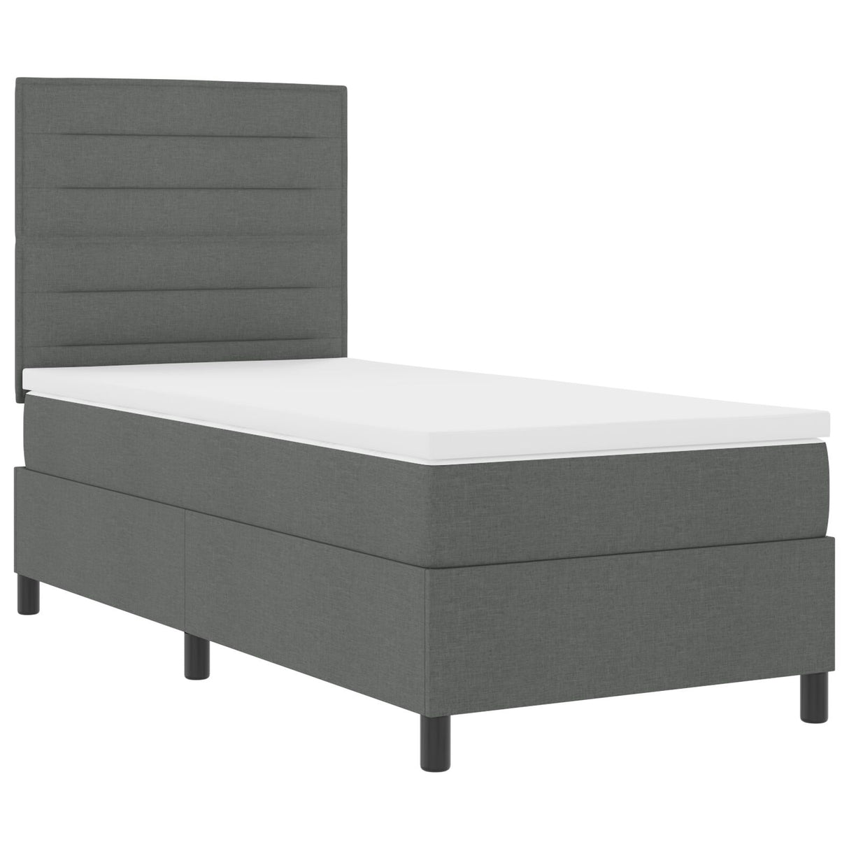 Boxspringbed met matras Donkergrijs Eenpersoonsstof