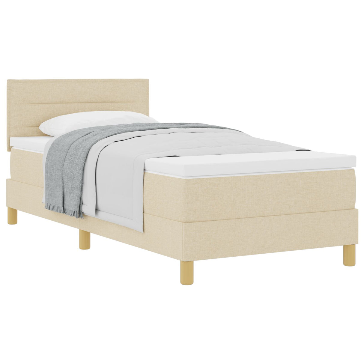 Boxspring Bed met Matras Crème 90x190 cm Stof