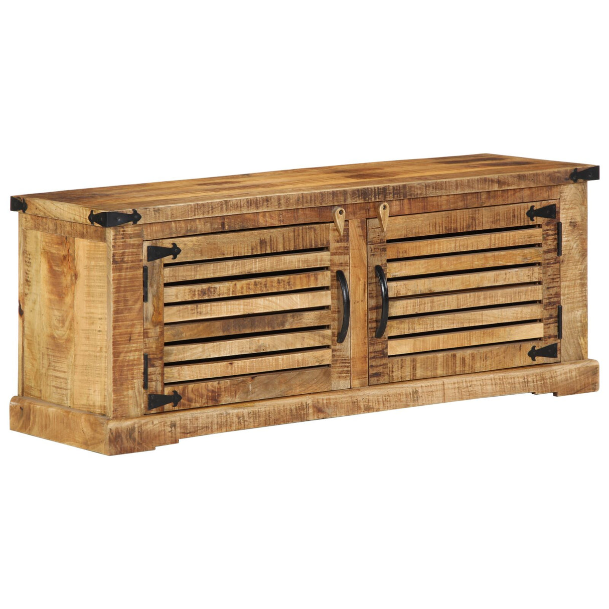 Schoenbank 110x38x45 cm Massief Hout Ruw Mango