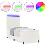 Boxspring Bed met Matras & LED Crème Eenpersoons Corduroy Stof