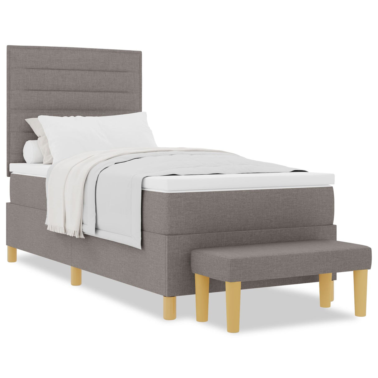 Boxspringbed met Matras & Bank Taupe 80x200 cm Stof