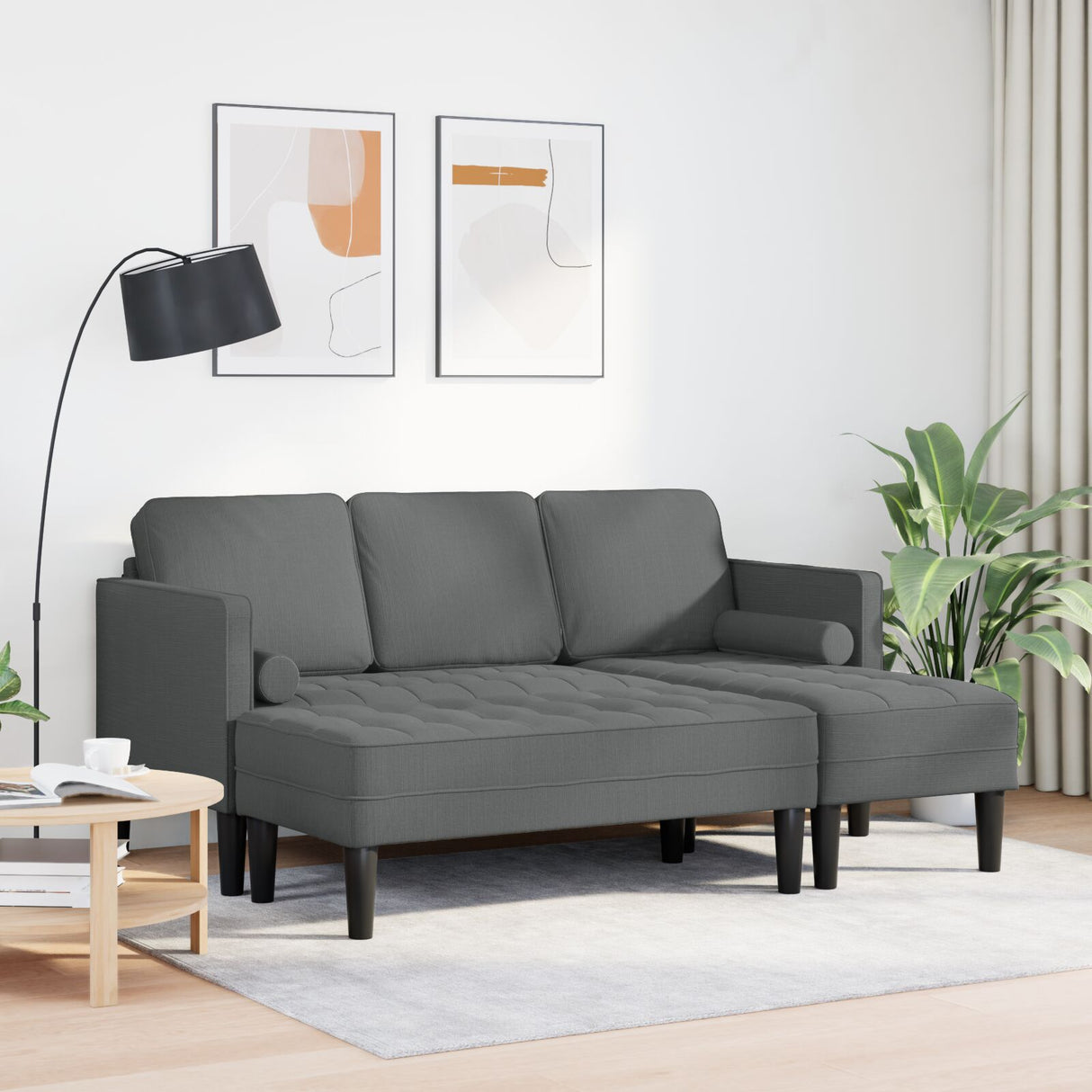 L-vormige Bank Set van 2 Donkergrijs Polyester