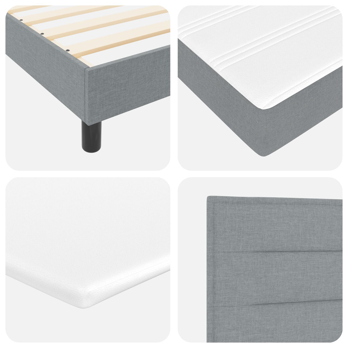 Boxspringbed met Matras Lichtgrijs 80x200 cm Stof