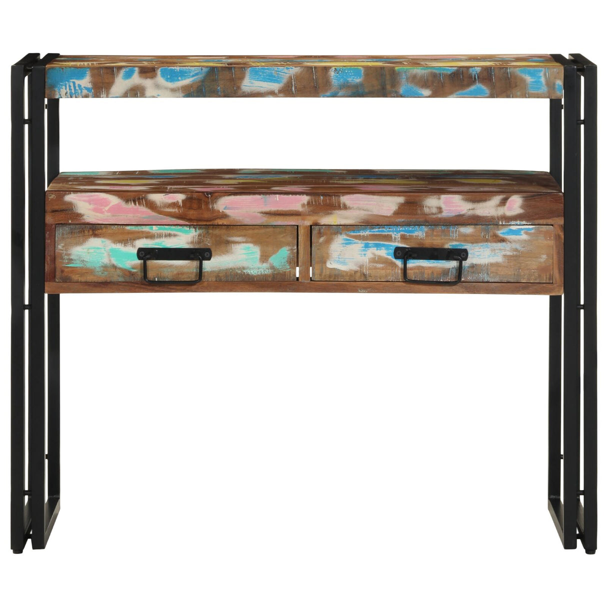Bijzettafels Meerkleurig 90x33x75 cm Massief Gerecycled Hout & Metaal