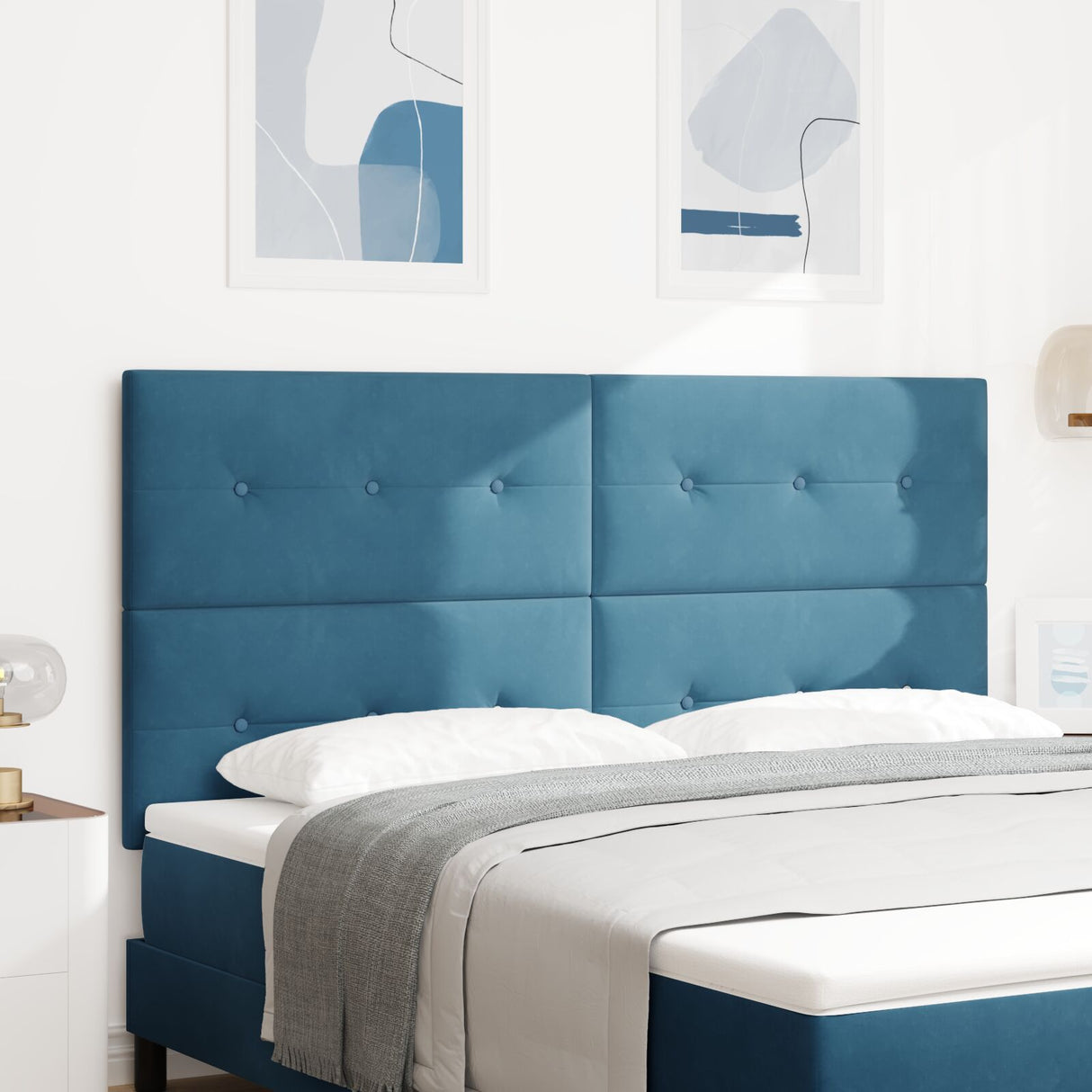 Hoofdbord Knop Tufted Donkerblauw 180 cm Fluweel