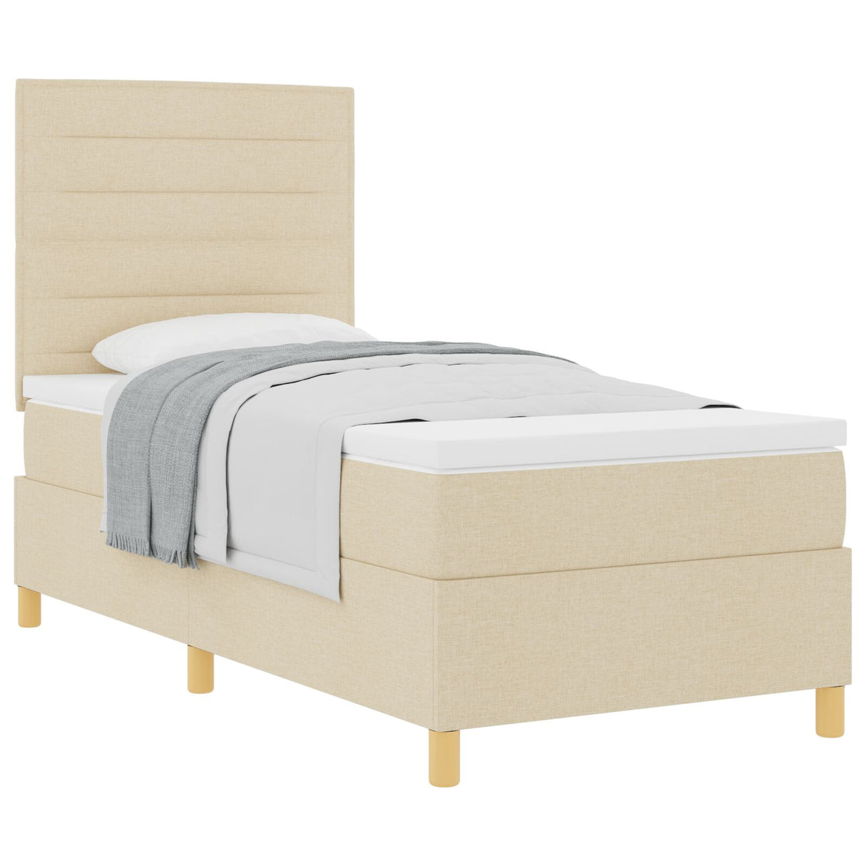 Boxspring Bed met Matras Crème Eenpersoons Stof