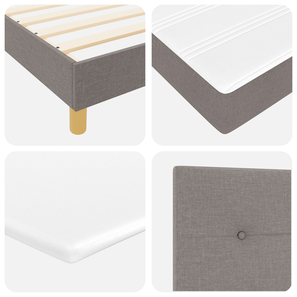 Boxspringbed met Matras Taupe 80x200 cm Stof