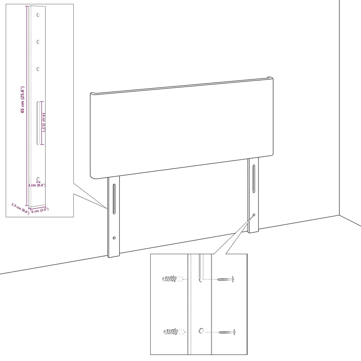 Hoofdbord Taupe Stof 80 cm Rechthoekig Modern Gevoerd