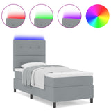 Boxspring Bed met Matras & LED Licht Grijs 90x190 cm Stof