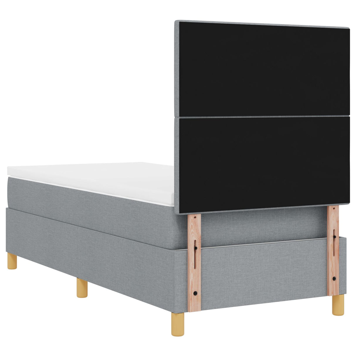 Boxspringbed met matras lichtgrijs eenpersoons stof