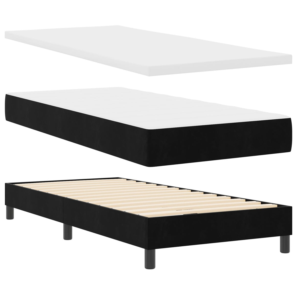 Boxspring Bed met Matras Zwart 80x200 cm Fluweel