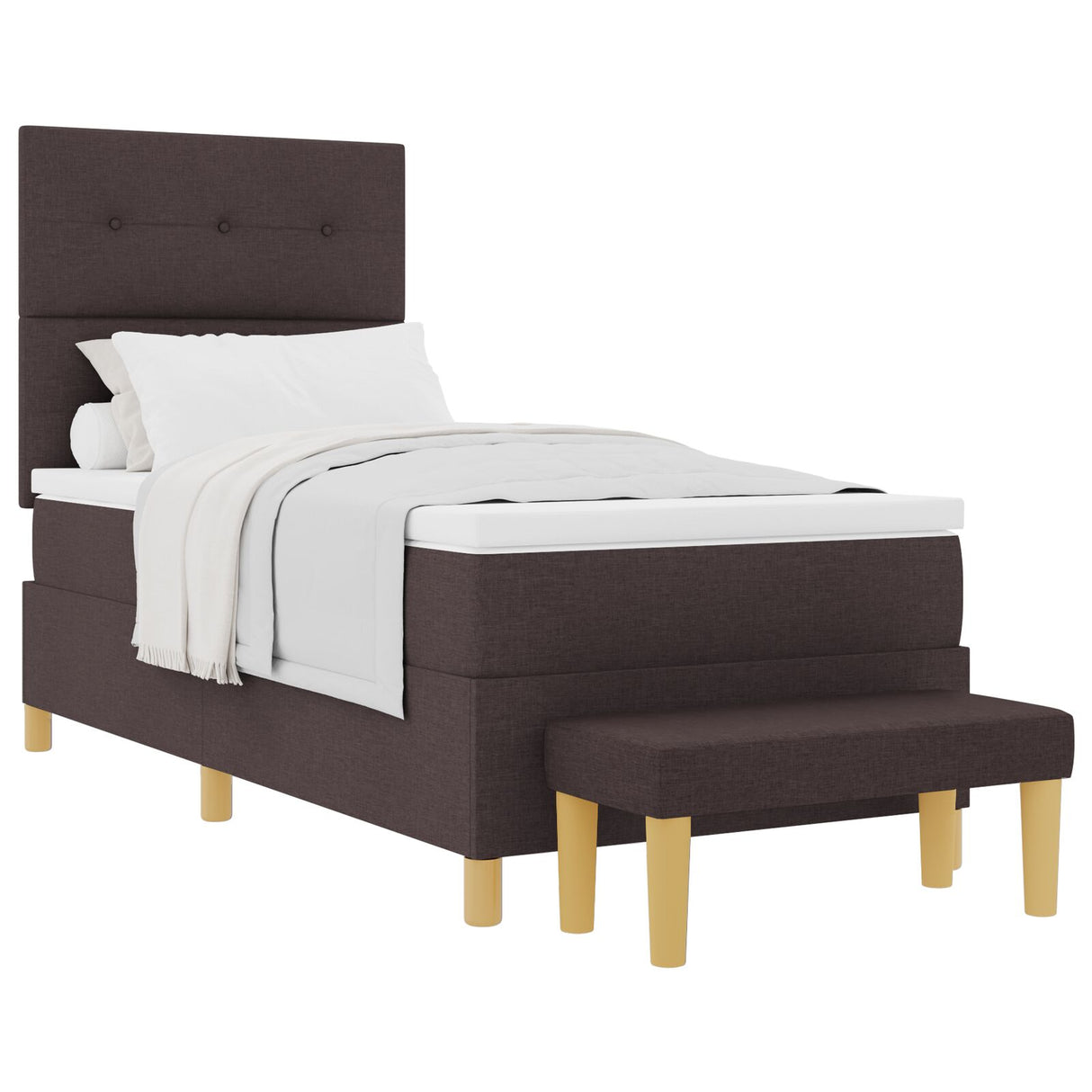 Boxspring Bed met Matras & Bank Donkerbruin 80x200 cm Stof