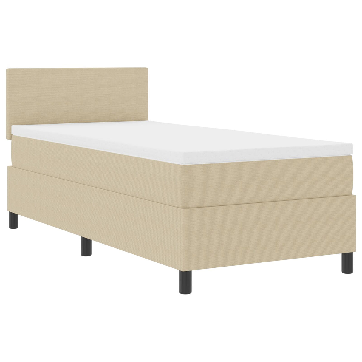 Boxspring Bed met Matras Lichtgroen Grijs Eenpersoons Corduroy Stof