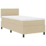 Boxspring Bed met Matras Lichtgroen Grijs Eenpersoons Corduroy Stof