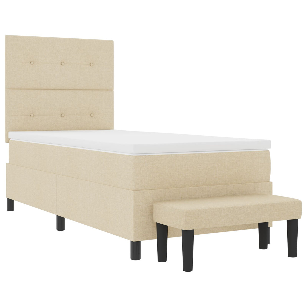 Boxspringbed met Matras & Bank Crème 80x200 cm Stof